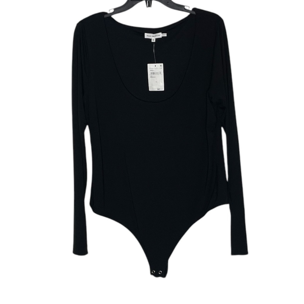 Good American Scuba Scoop Neck Long Sleeve Bodysuit Black